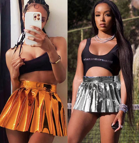 gold and silver high waist sequin skirts