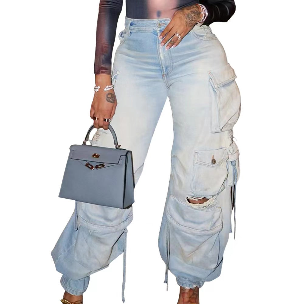 90's - Inspired Baggy Cargo Jeans for women