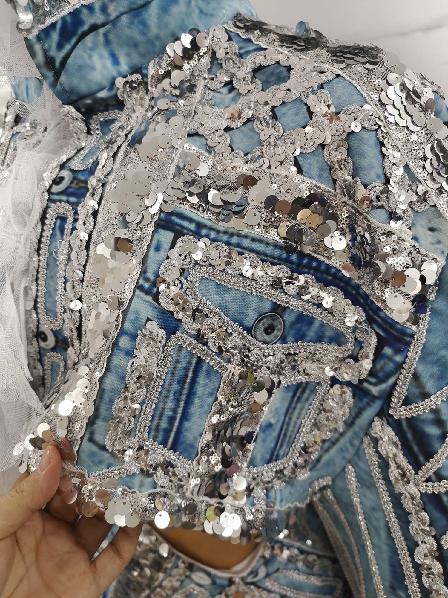 Outfits Sparkly Sequined Denim Set  | Cultureheaven.com