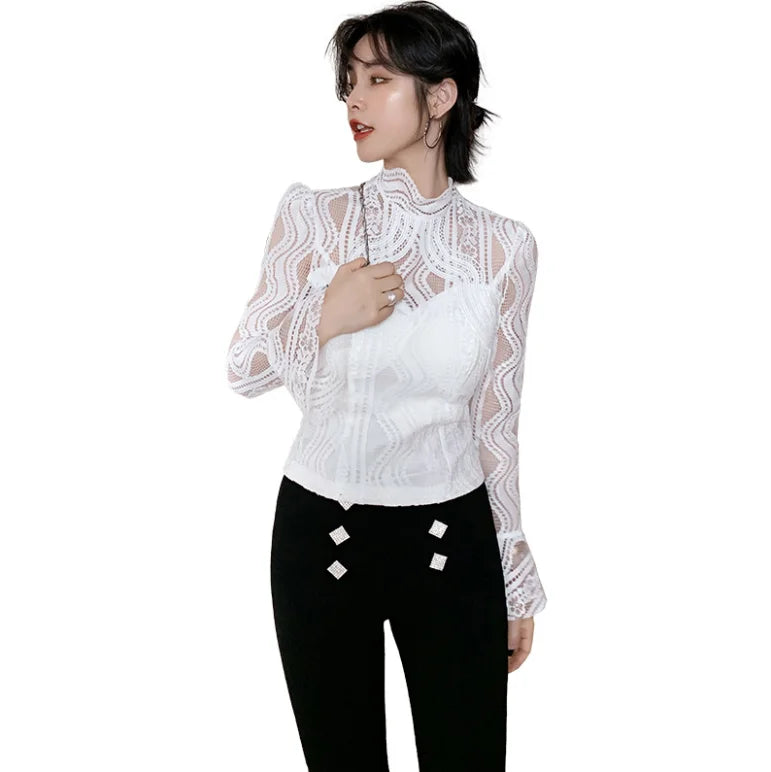 Sexy Transparent Lace Blouse for Women