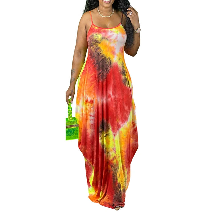 Red Orange Lily Loose Summer Dress