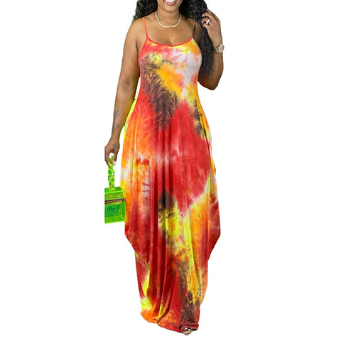 Red Orange Lily Loose Summer Dress