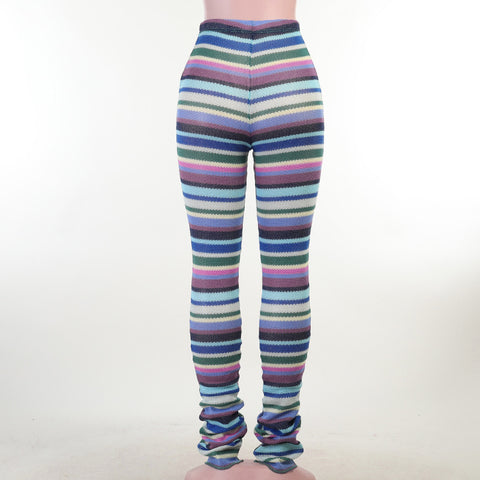 Colorful Striped Skinny Stacked Leggings