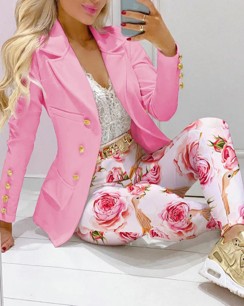 Lady Bespoke Formal Pink Pants Suit 