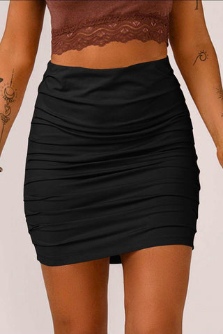black fitted mini skirt for women