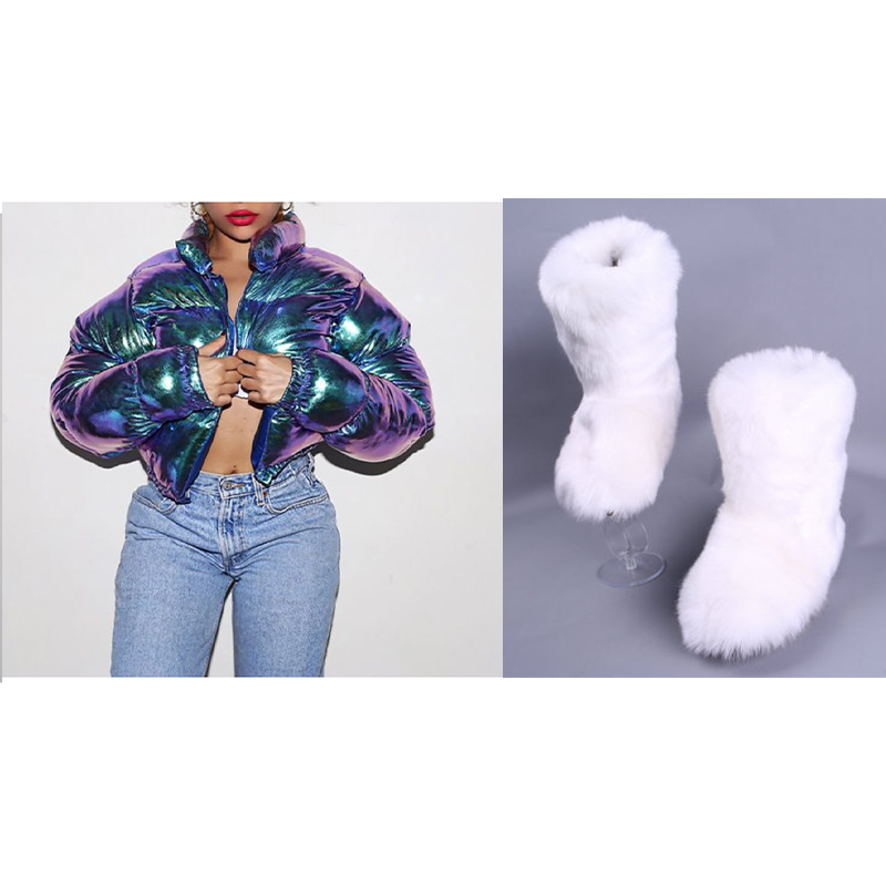 Fur/Bubble Jacket and Boots Set