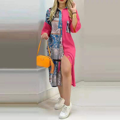Buttoned Slit Shirt Brunch Dress