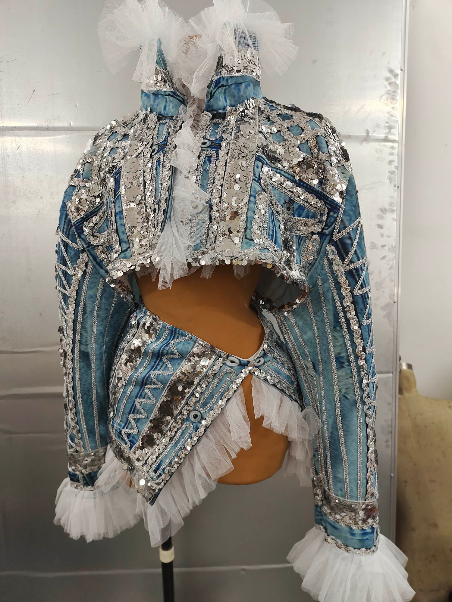 Outfits Sparkly Sequined Denim Set  | Cultureheaven.com