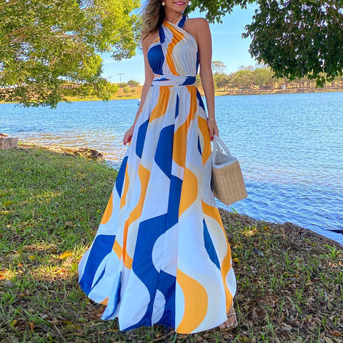 Yellow/Blue Paradise Perfection Maxi Dress