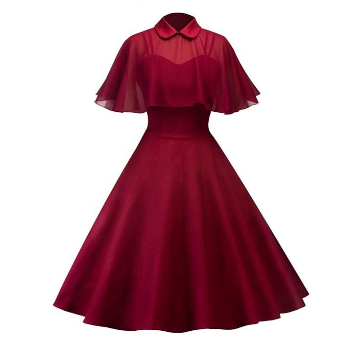 Elegant Clock Vintage Gothic Dress Red
