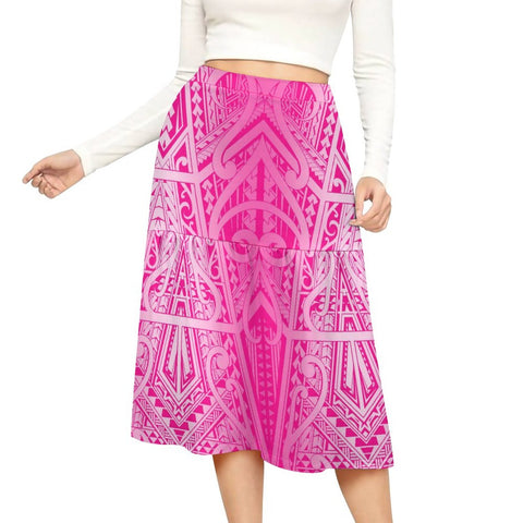 pink printed midi skirt for women