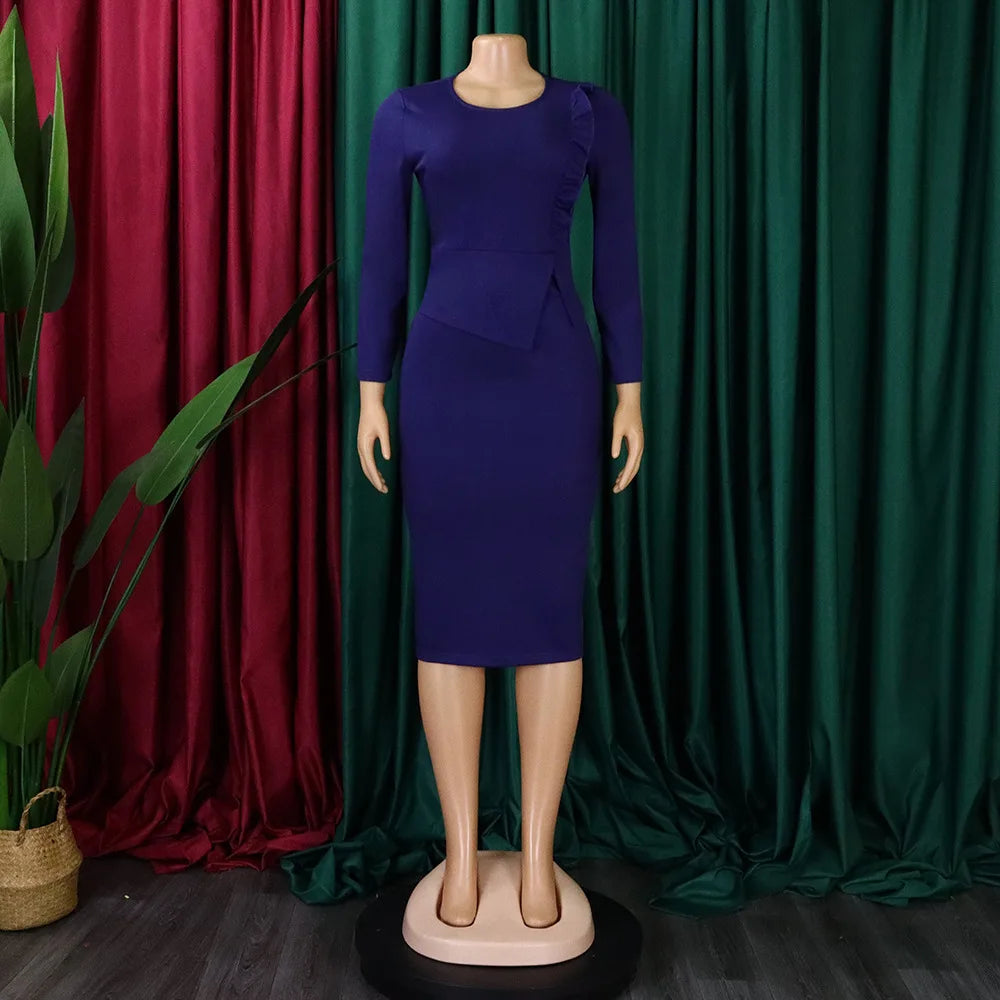 Navy Blue Eden's Elegant Office Dress