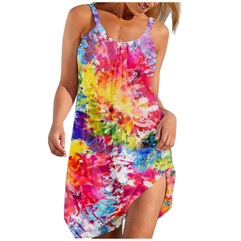 Featherlight Chic Beach Dress Tie dye pink