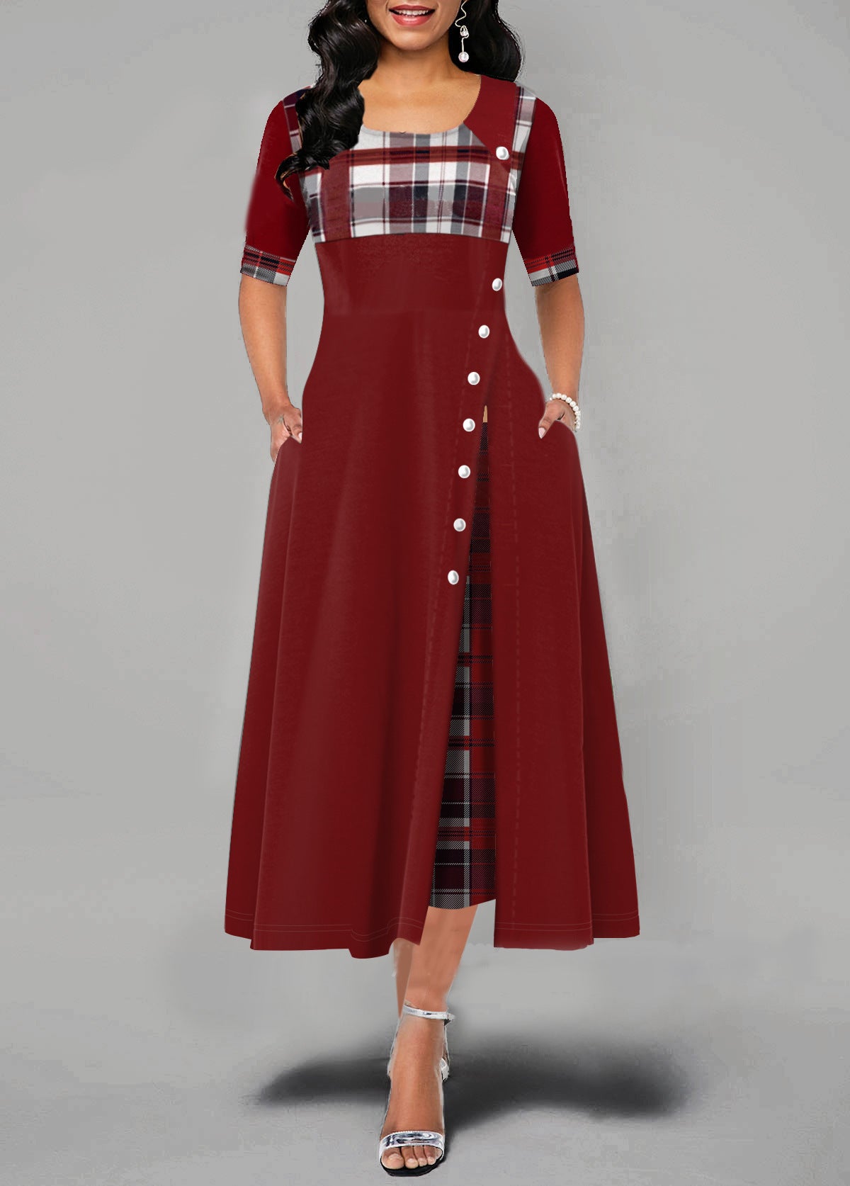 Long Casual Elegance Dress  Red