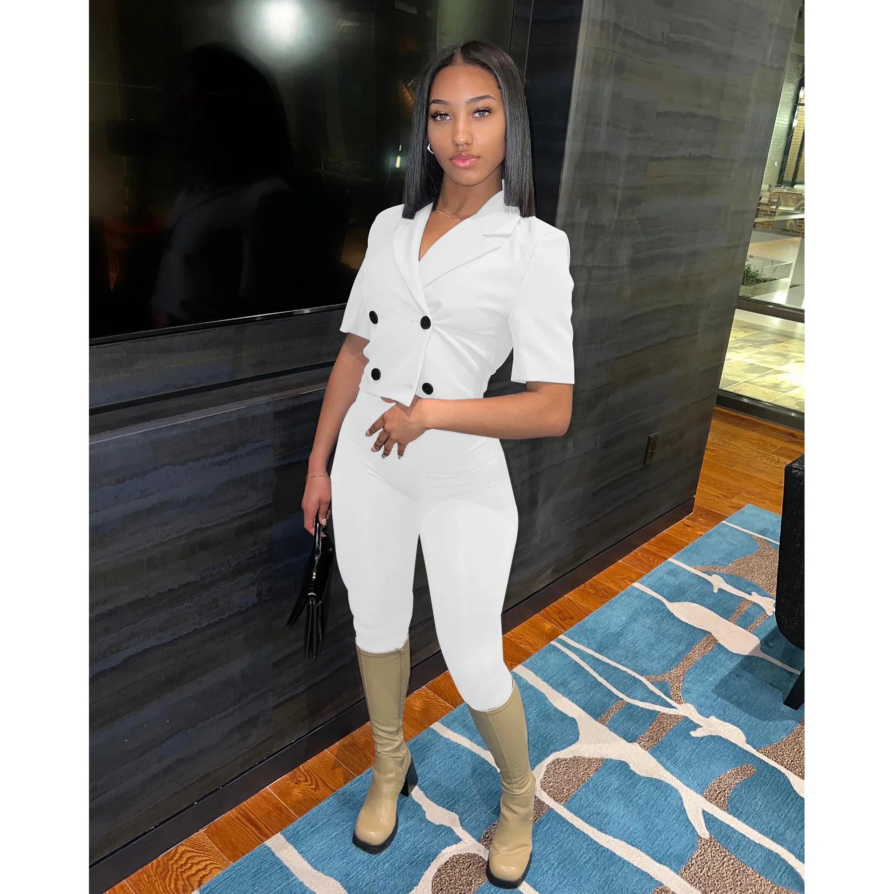 Women Across The Track Pants Set White