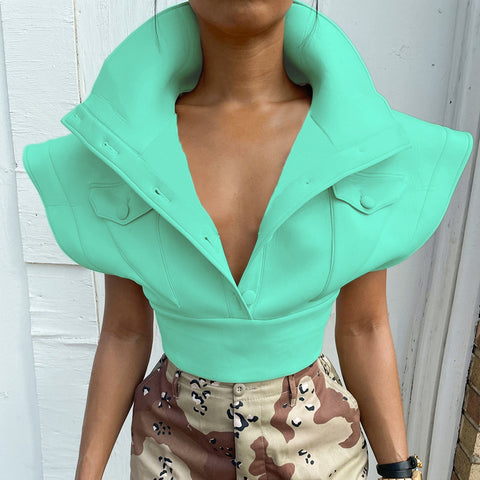 You Better Work It Crop Green Vest