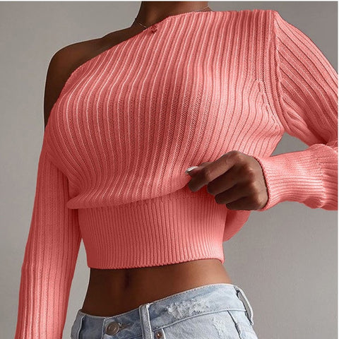 Pink On & Off Shoulder Knitted Top