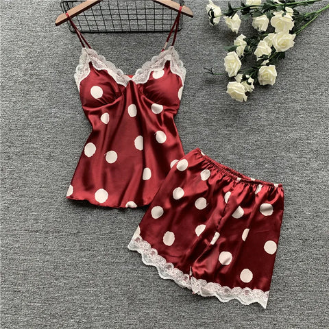 Polka Dot Love Pajama Set Red Wine