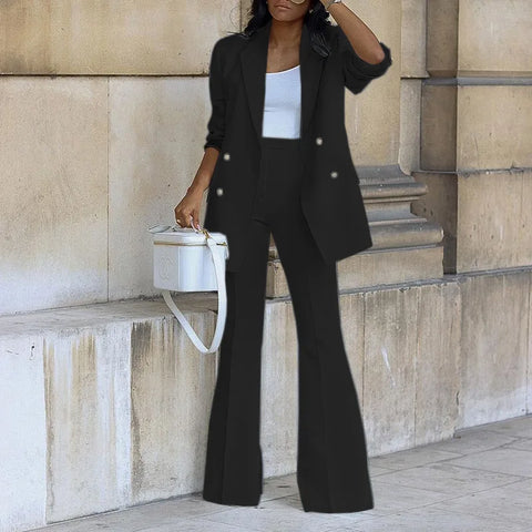 Corporate Chic Wide Leg Pants Set 