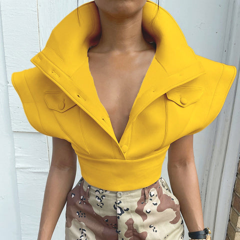 You Better Work It Yellow Crop Vest