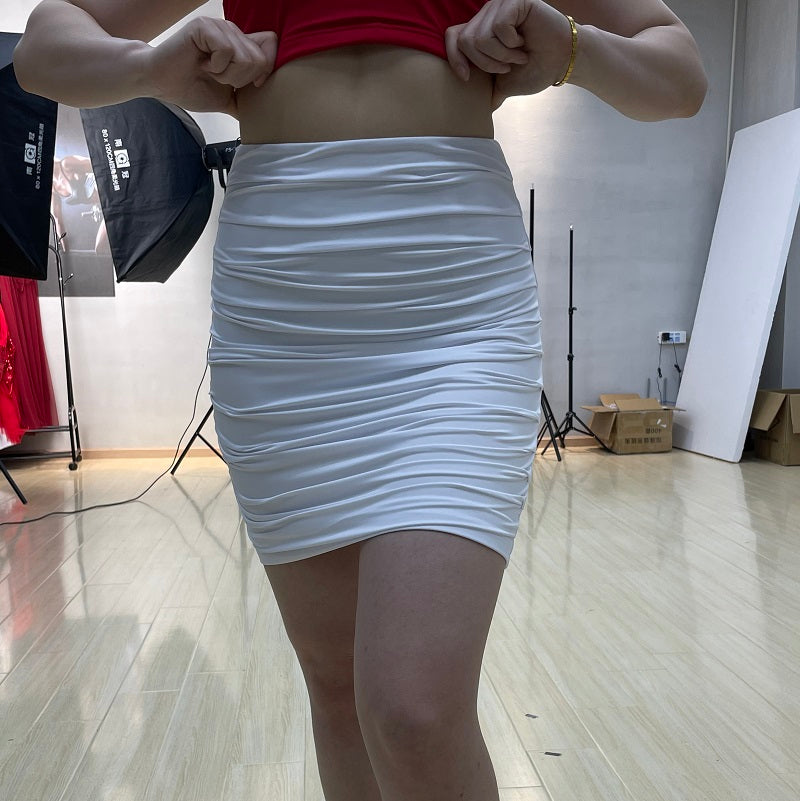 white fitted mini skirt for women