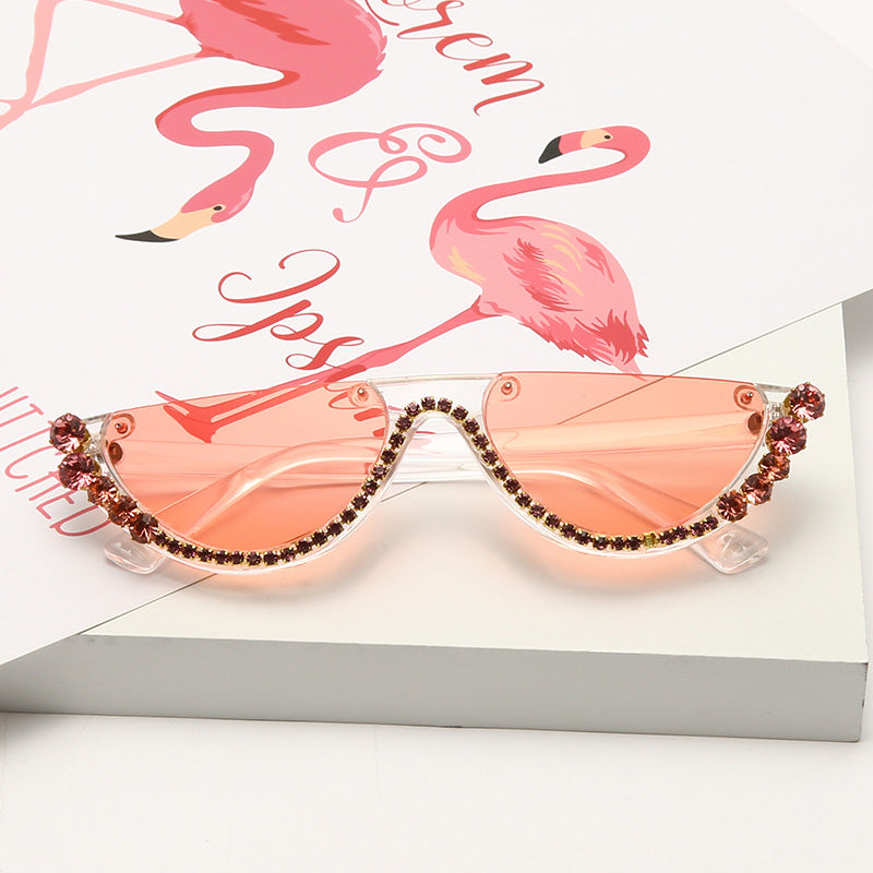 Apricot Luxury Small Half Frame Sunglasses