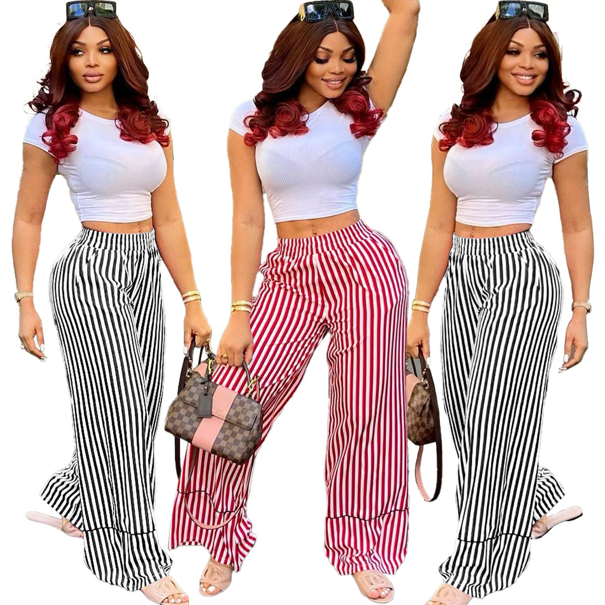  Stripes Wide Leg Trousers