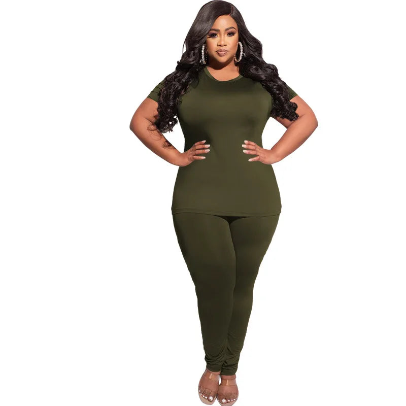 plus size two-piece pant and shirt set 