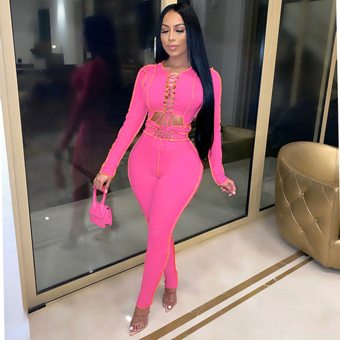 Pink overall for women