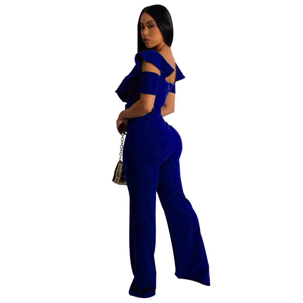 Casual Slim Fit Ruffle Jumpsuit 