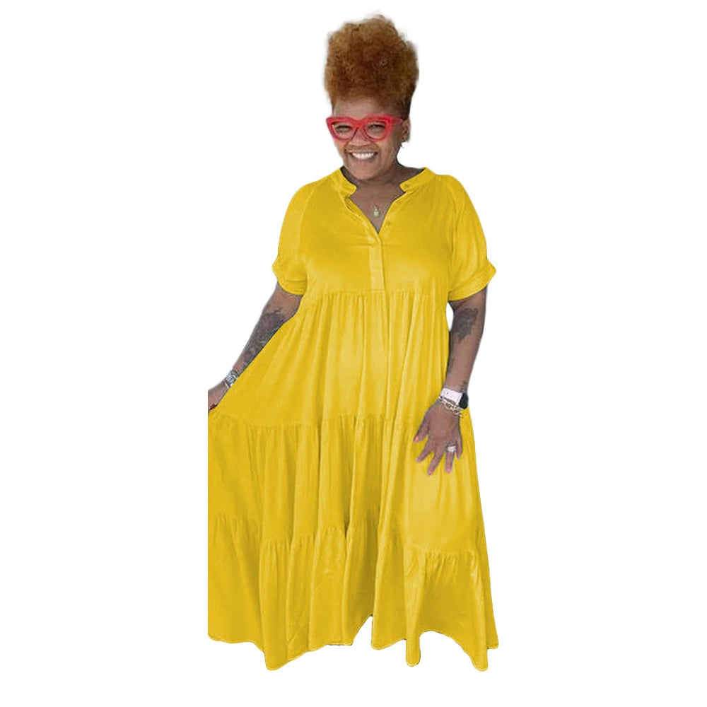 Yellow Pamela Plus Size Summer Casual Dress