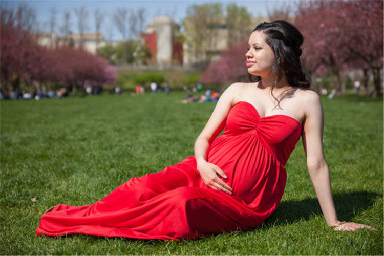 Off Shoulder Maternity Dress Red
