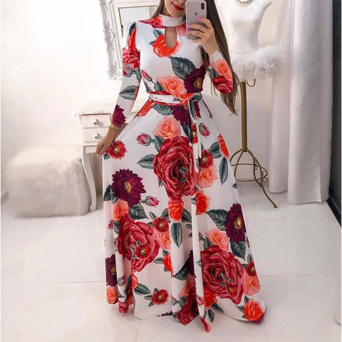 Kitenge Printed Maxi Dress Big Flowers