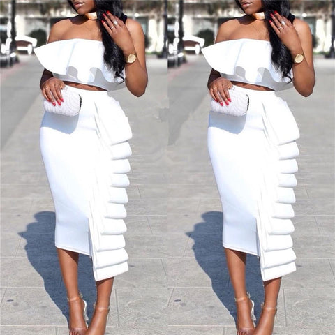 Crop Top Wrap High Waist Skirt  | Cultureheaven.com