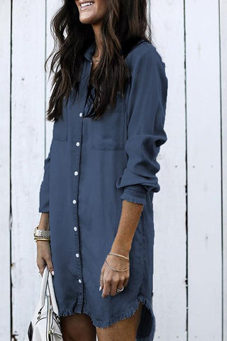 Dark Blue Vintage Pocketed Denim Dress