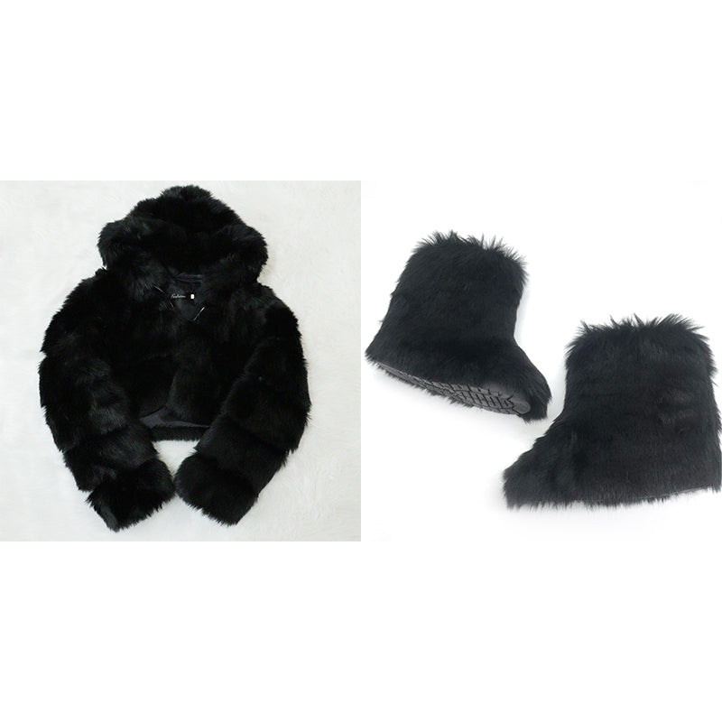 Fur/Bubble Jacket and Boots Set