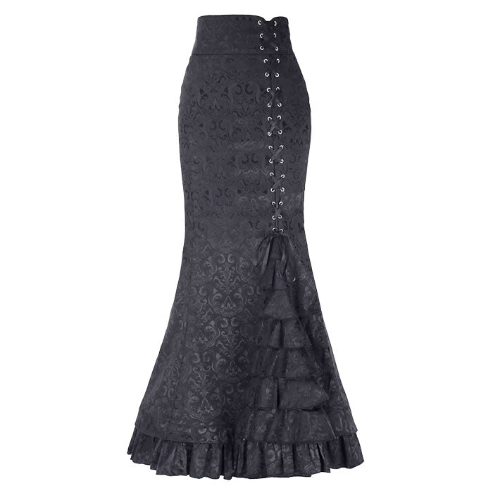 Black Vintage Victorian Ruffled Skirt