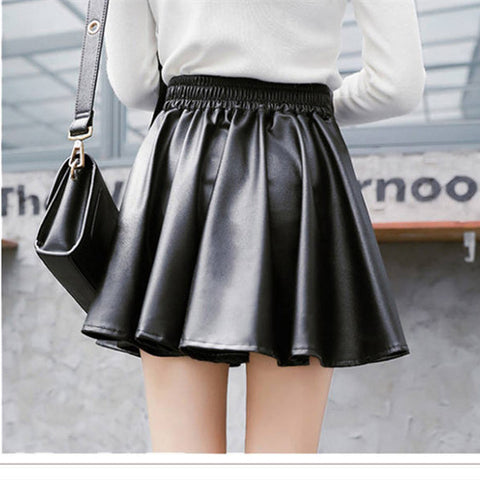PU leather skirt back view
