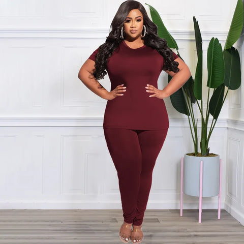 plus size two-piece pant and shirt set 