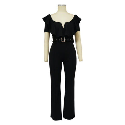 Casual Slim Fit Ruffle Jumpsuit 