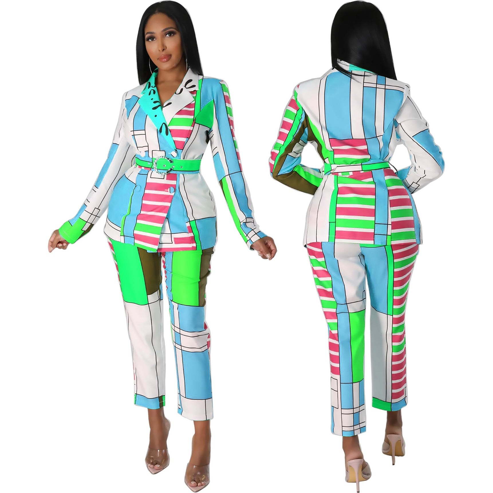  Full Of Color Blazer Pants Set