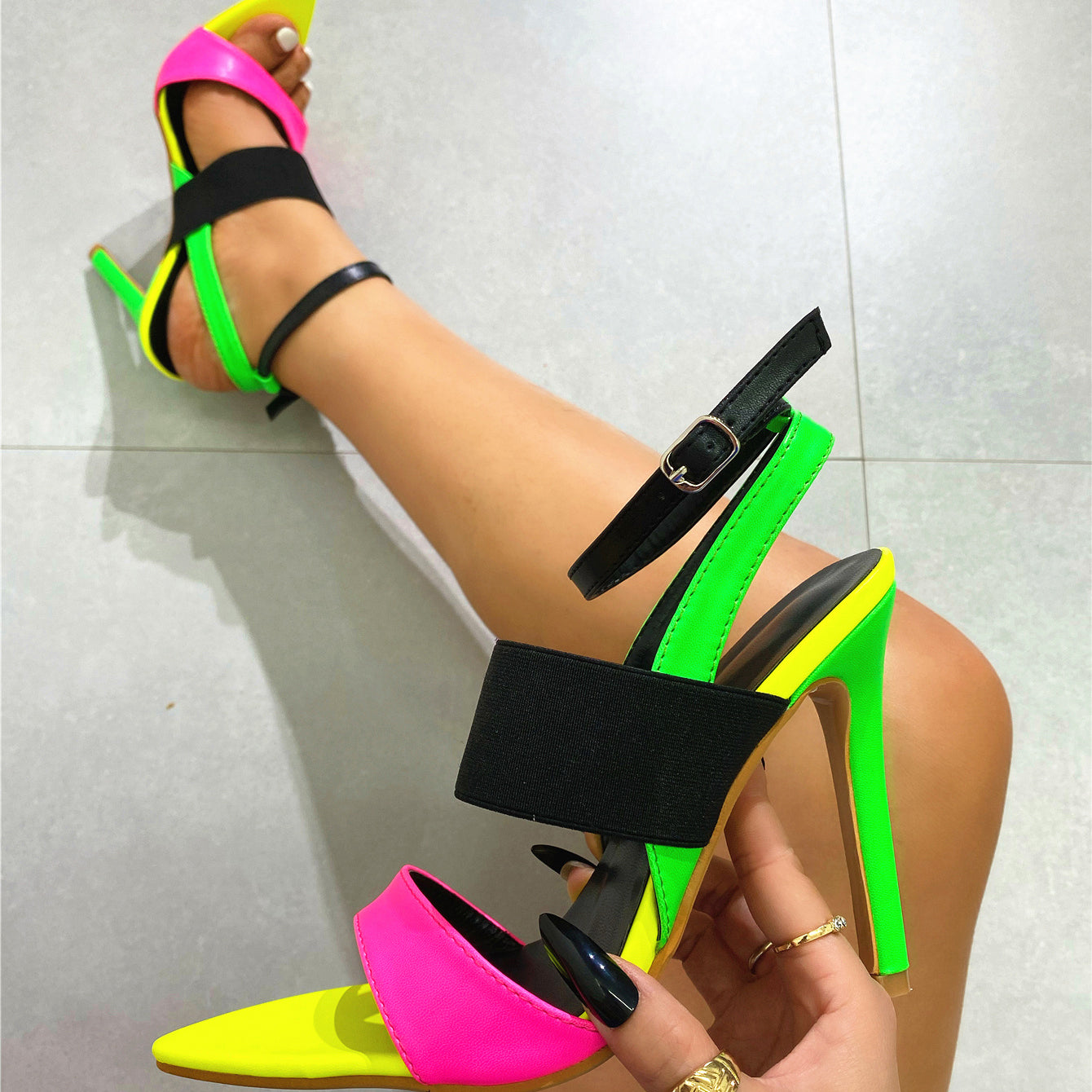 high heels with neon colors for women