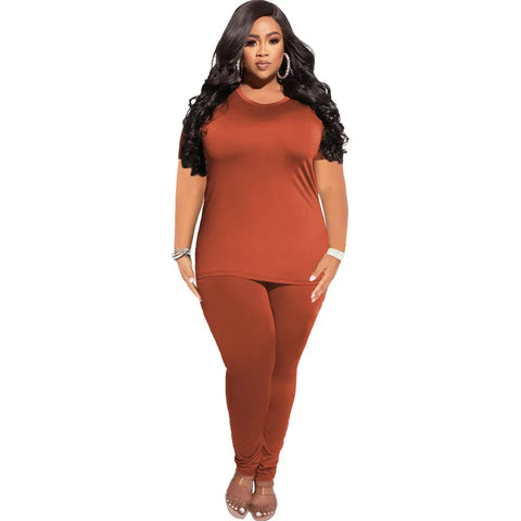 plus size two-piece pant and shirt set 