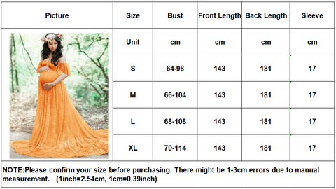 Fairy Maternity Dress Size Chart