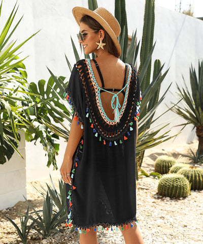 Crochet Backless Beach Cover Up Swimwear