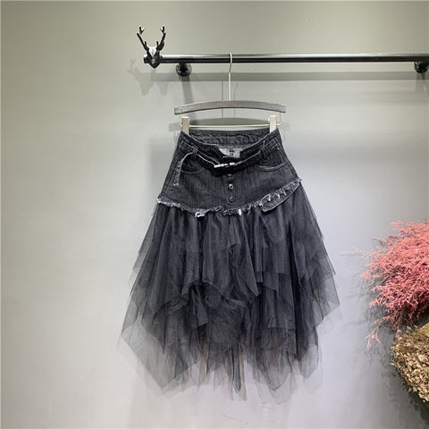 denim and tulle skirt