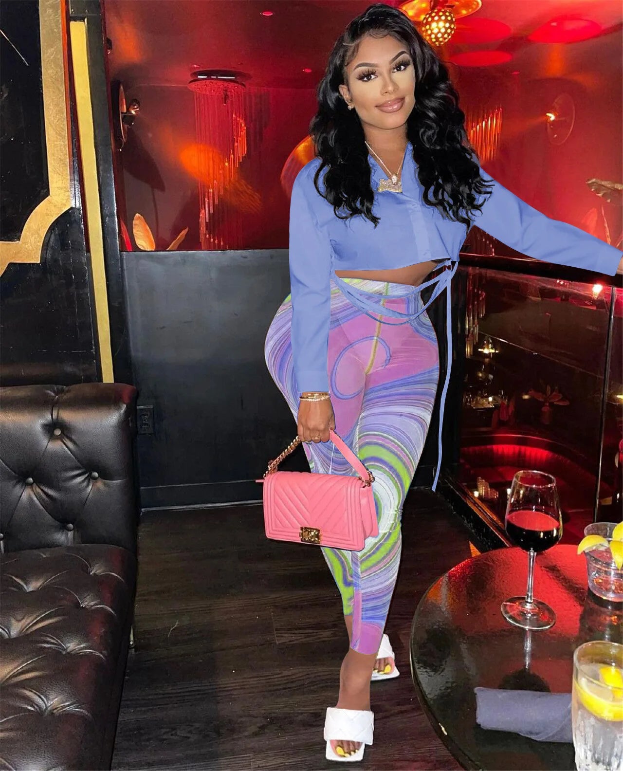 Crop Top and Mesh Leggings Set