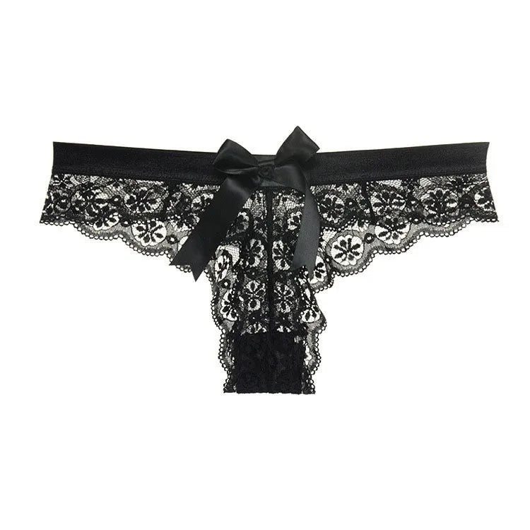 Flirty Bowtie Lace Panties Black