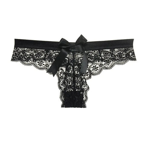 Flirty Bowtie Lace Panties Black