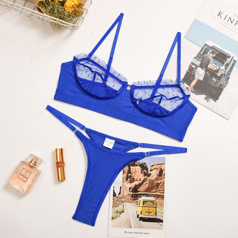 women's blue  Seamless Lingerie Set